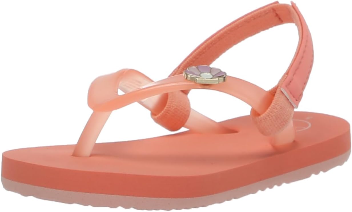Reef Girls' Little Charming Backstrap Flip Flop Sandals Peach Parfait