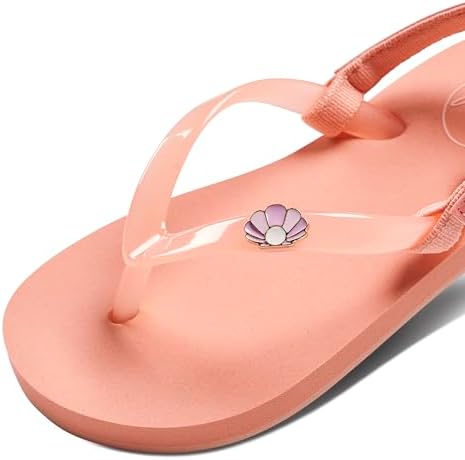 Reef Girls' Little Charming Backstrap Flip Flop Sandals Peach Parfait