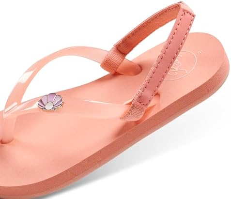 Reef Girls' Little Charming Backstrap Flip Flop Sandals Peach Parfait