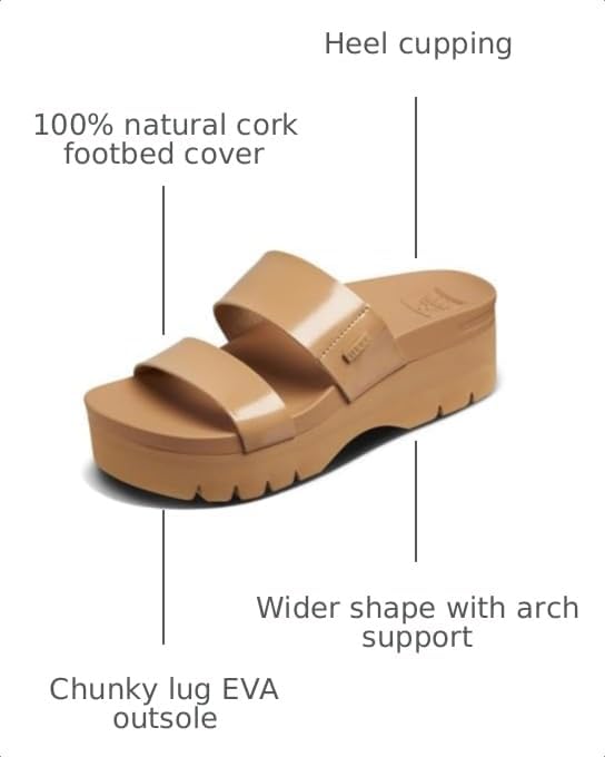 REEF Cushion Vista Higher Women's Platform Fashion Sandal, Arch Support, Ultra Soft Cushion Footbed Natural Patent