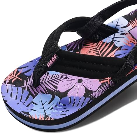 REEF Girls ToddlerLittle Kid Ahi Beach Flip Flop, Soft Cushion Footbed, Water Friendly Purple Fronds