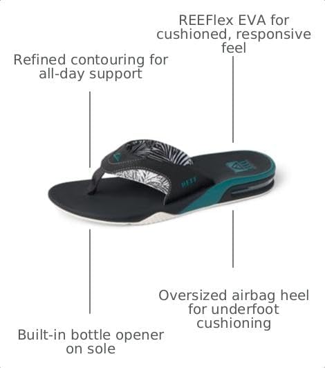 REEF Mens Sandals, Fanning GreyPalmSpruce