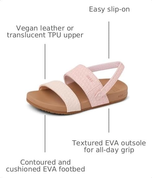 REEF Girls ToddlerLittle Kids Cushion Vista Sandal PinkTan