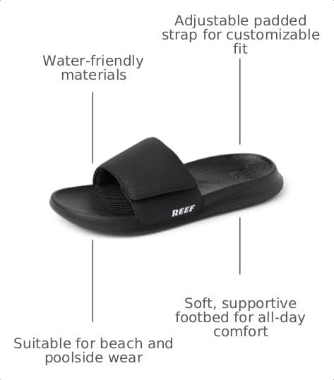 REEF unisex-child Kids Salty Slide BlackWhite