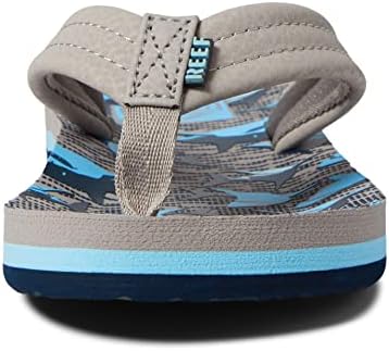 REEF Boys Kids Ahi Beach Flip Flop, Soft Cushion Footbed, Water Friendly Tan Sharks