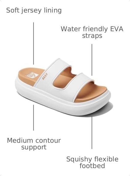 REEF Cushion Bondi 2 Bar Women's Slide Sandal, Lightweight and Supportive Footbed, Water Friendly Cloud