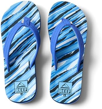 REEF Boys Kids Ahi Beach Flip Flop, Soft Cushion Footbed, Water Friendly Royal Stripe