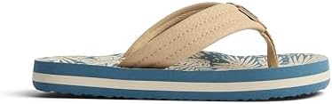 REEF Boys Kids Ahi Beach Flip Flop, Soft Cushion Footbed, Water Friendly BlueTan Palm