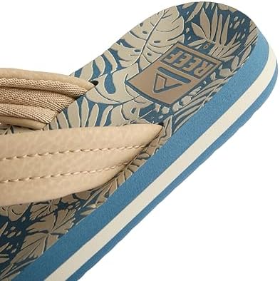 REEF Boys Kids Ahi Beach Flip Flop, Soft Cushion Footbed, Water Friendly BlueTan Palm
