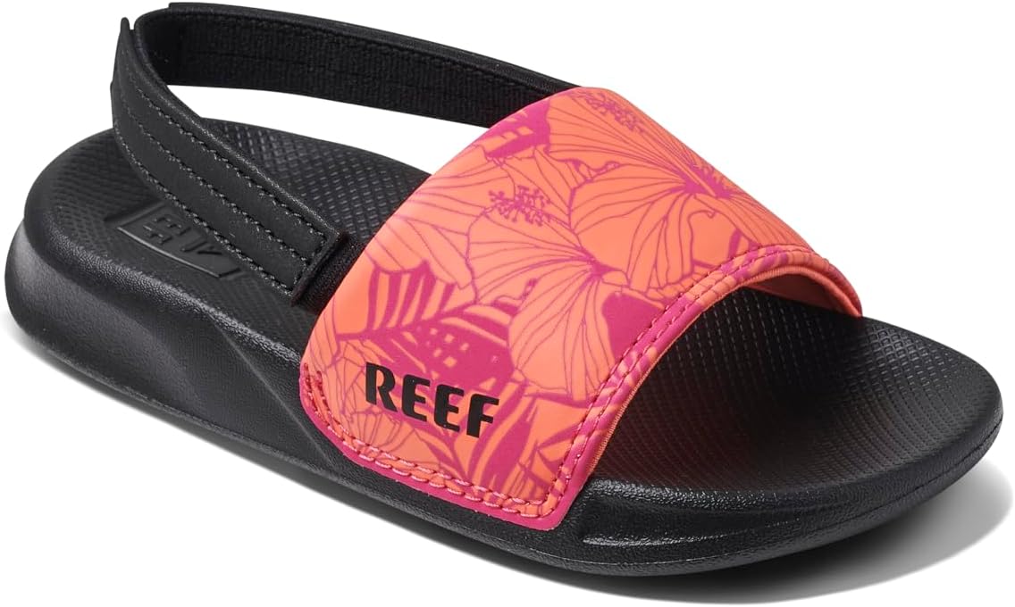 REEF Girls ToddlerLittle Kids One Slide Sandal Pink Peacock Hibiscus