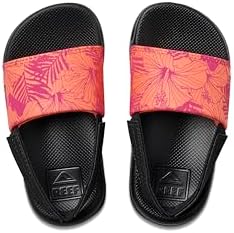 REEF Girls ToddlerLittle Kids One Slide Sandal Pink Peacock Hibiscus
