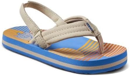 REEF Boys ToddlerLittle Kid Ahi Beach Flip Flop, Soft Cushion Footbed, Water Friendly Vintage Circle Stripe