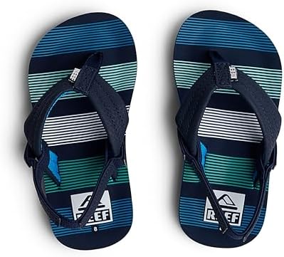 REEF Boys ToddlerLittle Kid Ahi Beach Flip Flop, Soft Cushion Footbed, Water Friendly Deep Sea Stripes