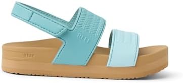 REEF Girls ToddlerLittle Kid Water Vista Platform Sandal, Water Friendly, Adjustable Strap Aqua Haze