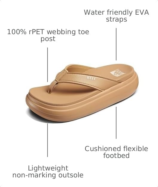 REEF Cushion Bondi Women's Sandal, Lightweight and Supportive Footbed, Water Friendly Natural