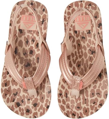 REEF Girls ToddlerLittle Kid Ahi Beach Flip Flop, Soft Cushion Footbed, Water Friendly Cheetah