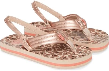 REEF Girls ToddlerLittle Kid Ahi Beach Flip Flop, Soft Cushion Footbed, Water Friendly Cheetah