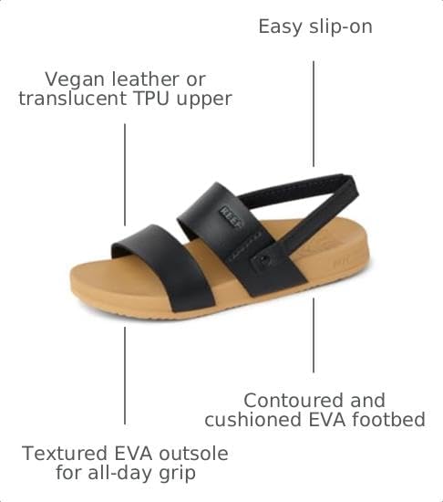 REEF Girls ToddlerLittle Kids Cushion Vista Sandal BlackTan