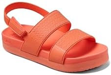 REEF Girls ToddlerLittle Kid Water Vista Platform Sandal, Water Friendly, Adjustable Strap Neon Poppy
