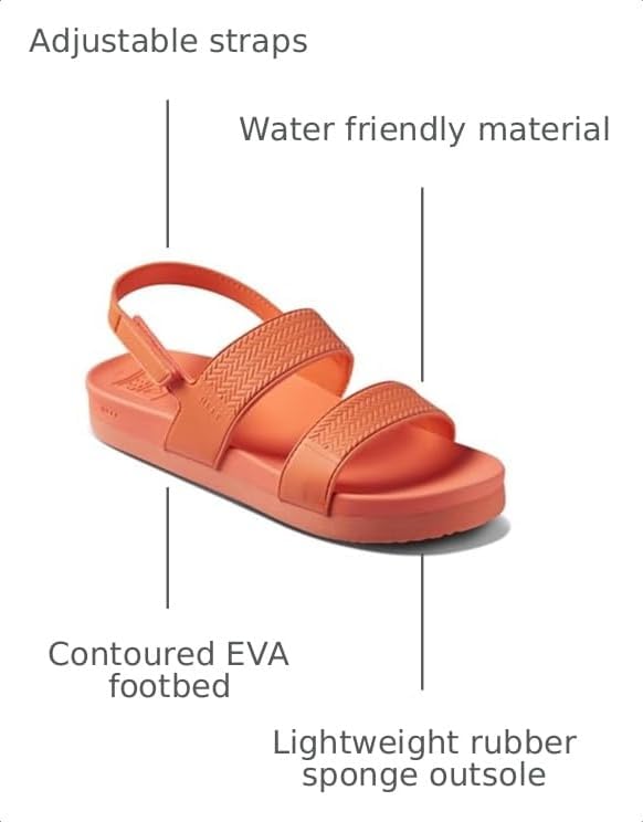 REEF Girls ToddlerLittle Kid Water Vista Platform Sandal, Water Friendly, Adjustable Strap Neon Poppy