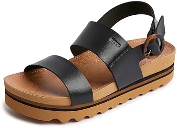 REEF Women's Vista Hi Buckle Platform Sandal Black-tan