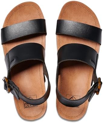 REEF Women's Vista Hi Buckle Platform Sandal Black-tan