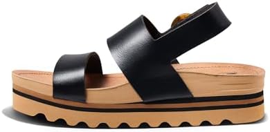 REEF Women's Vista Hi Buckle Platform Sandal Black-tan