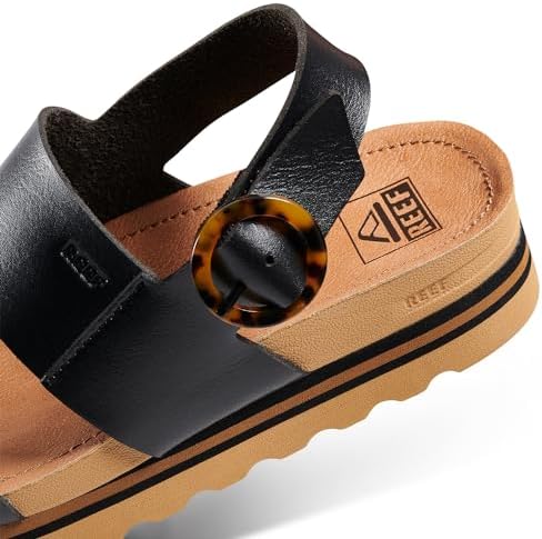 REEF Women's Vista Hi Buckle Platform Sandal Black-tan