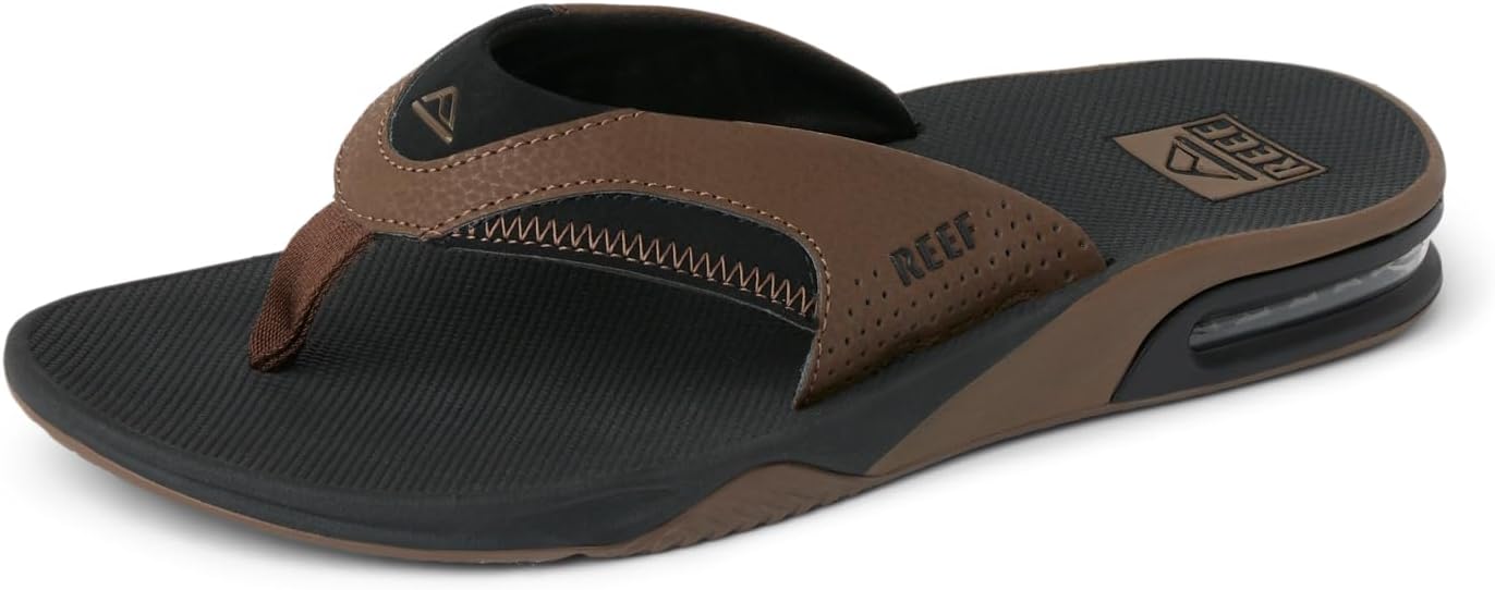 REEF Mens Sandals, Fanning Black and Tan