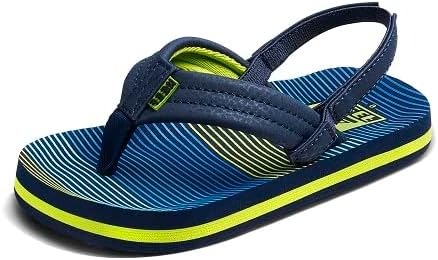 REEF Boys ToddlerLittle Kid Ahi Beach Flip Flop, Soft Cushion Footbed, Water Friendly Aqua Green Stripe
