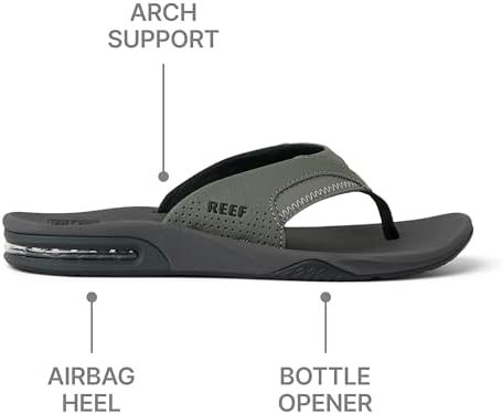 REEF Mens Sandals, Fanning GreyBlack