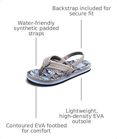 REEF Boys ToddlerLittle Kid Ahi Beach Flip Flop, Soft Cushion Footbed, Water Friendly Tan Sharks