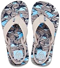 REEF Boys ToddlerLittle Kid Ahi Beach Flip Flop, Soft Cushion Footbed, Water Friendly Tan Sharks