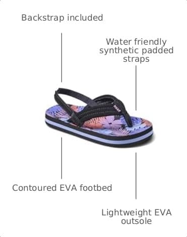 REEF Girls ToddlerLittle Kid Ahi Beach Flip Flop, Soft Cushion Footbed, Water Friendly Purple Fronds