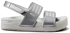 REEF Girls ToddlerLittle Kid Water Vista Platform Sandal, Water Friendly, Adjustable Strap Silver