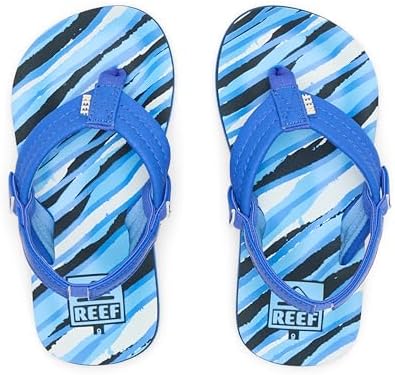 REEF Boys ToddlerLittle Kid Ahi Beach Flip Flop, Soft Cushion Footbed, Water Friendly Royal Stripe