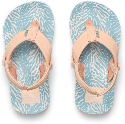 REEF Girls ToddlerLittle Kid Ahi Beach Flip Flop, Soft Cushion Footbed, Water Friendly Peach-blue Animal