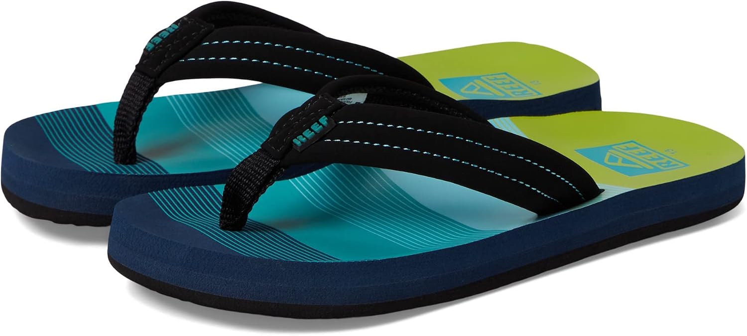 REEF Boys Kids Ahi Beach Flip Flop, Soft Cushion Footbed, Water Friendly AquaGreen