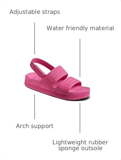 REEF Girls ToddlerLittle Kid Water Vista Platform Sandal, Water Friendly, Adjustable Strap Hot Pink