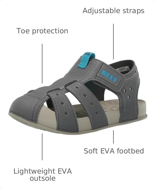 REEF Kids' Water Beachy Fisherman Sandals OakGreyAqua