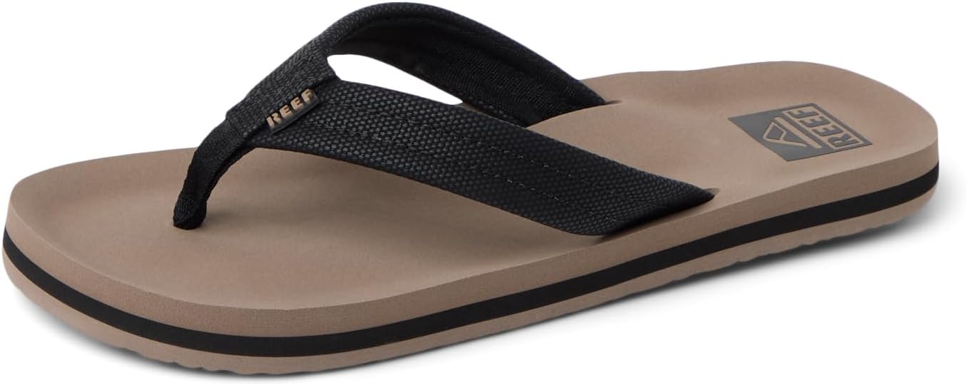 REEF Boys Kids Ahi Beach Flip Flop, Soft Cushion Footbed, Water Friendly BlackTan