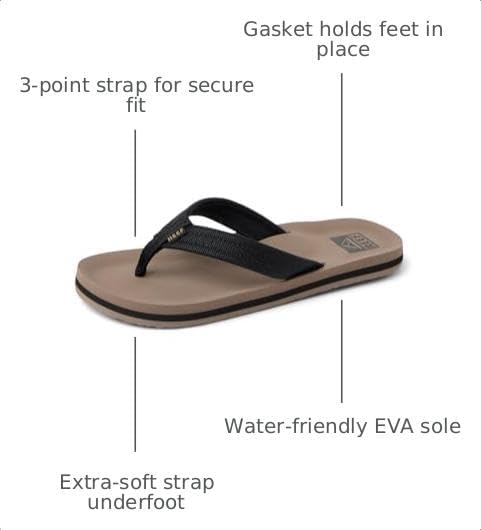REEF Boys Kids Ahi Beach Flip Flop, Soft Cushion Footbed, Water Friendly BlackTan