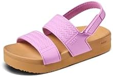 REEF Girls ToddlerLittle Kid Water Vista Platform Sandal, Water Friendly, Adjustable Strap Taffy