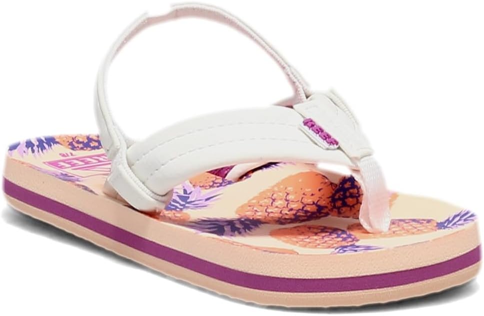 REEF Girls ToddlerLittle Kid Ahi Beach Flip Flop, Soft Cushion Footbed, Water Friendly Coral Pineapples