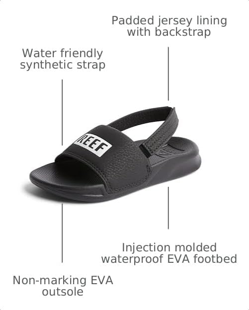 Reef Kids Little One Slide (InfantToddlerLittle Kid) Reef BlackWhite