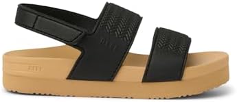 REEF Girls ToddlerLittle Kid Water Vista Platform Sandal, Water Friendly, Adjustable Strap BlackTan