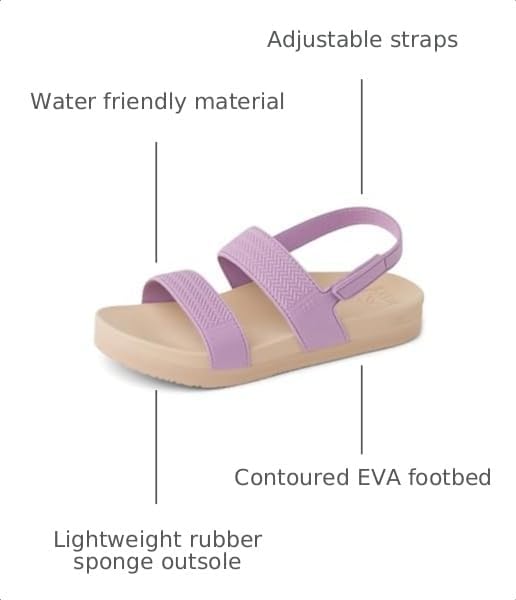 REEF Girls ToddlerLittle Kid Water Vista Platform Sandal, Water Friendly, Adjustable Strap Lavender