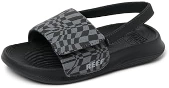 REEF Little Salty Boys Slide Black Swell Checker 9 C