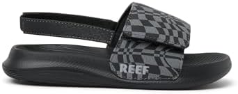 REEF Little Salty Boys Slide Black Swell Checker 9 C