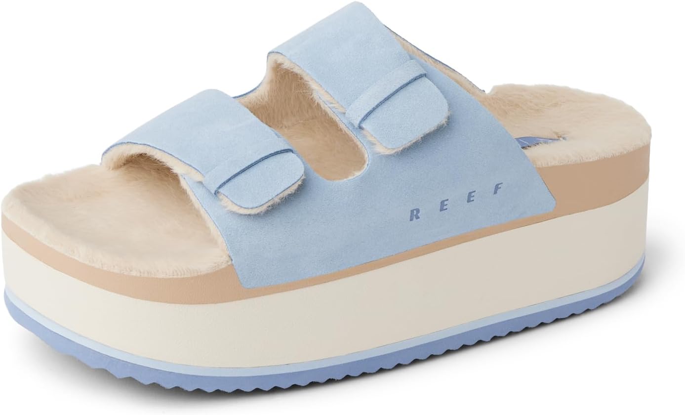 REEF Women's Ojai Ciara Platform Slides Dusty Blue